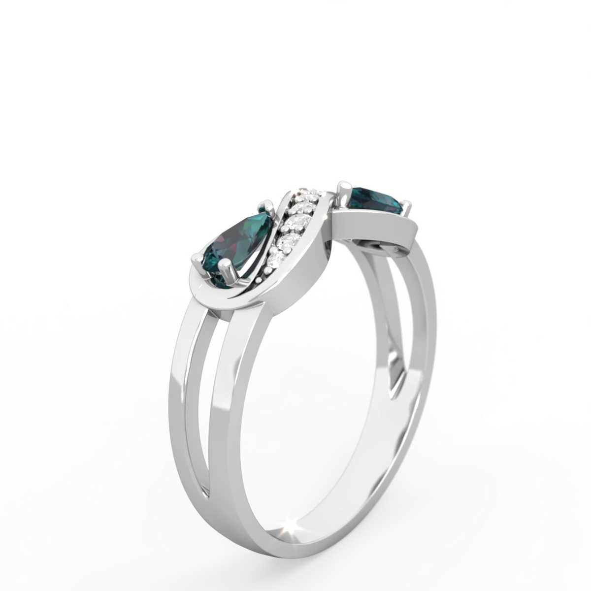 Alexandrite Diamond Infinity 14K White Gold ring R5390