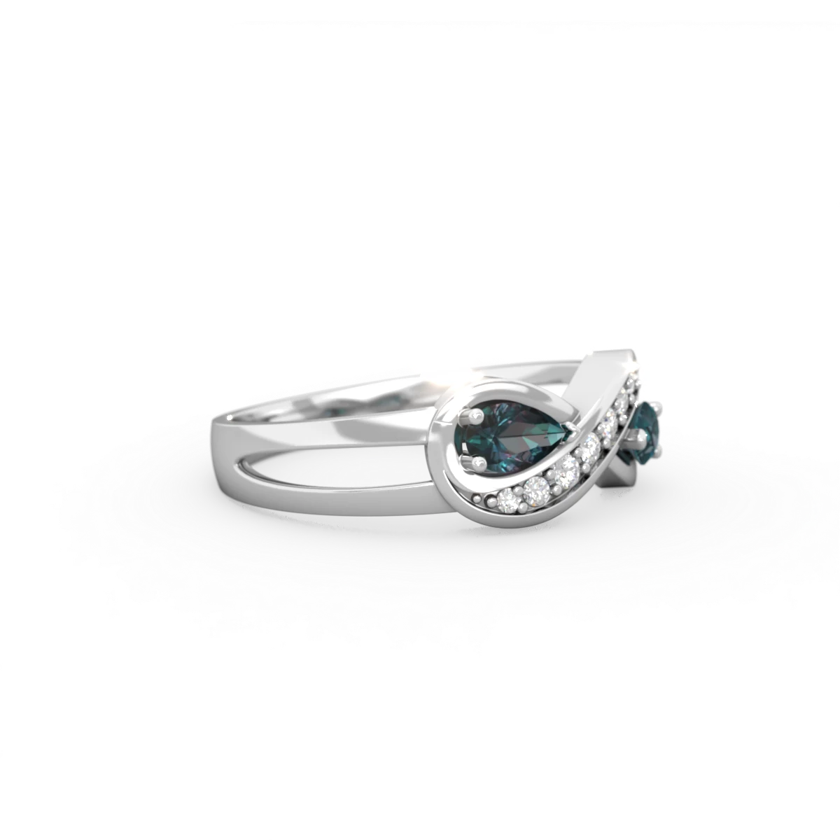 Alexandrite Diamond Infinity 14K White Gold ring R5390