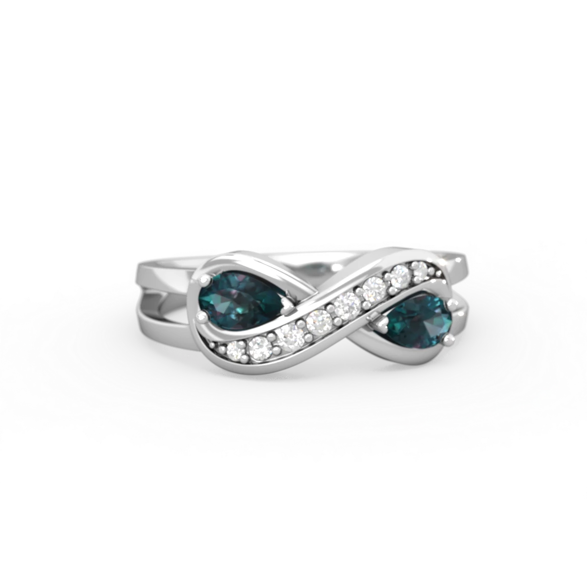 Alexandrite Diamond Infinity 14K White Gold ring R5390