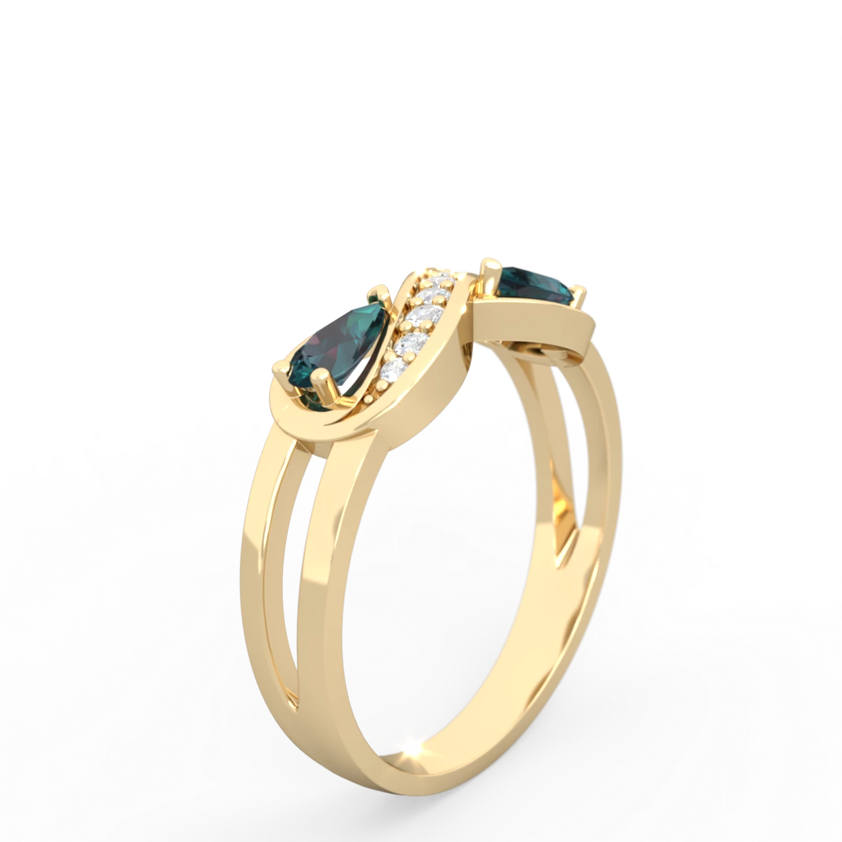 Alexandrite Diamond Infinity 14K Yellow Gold ring R5390