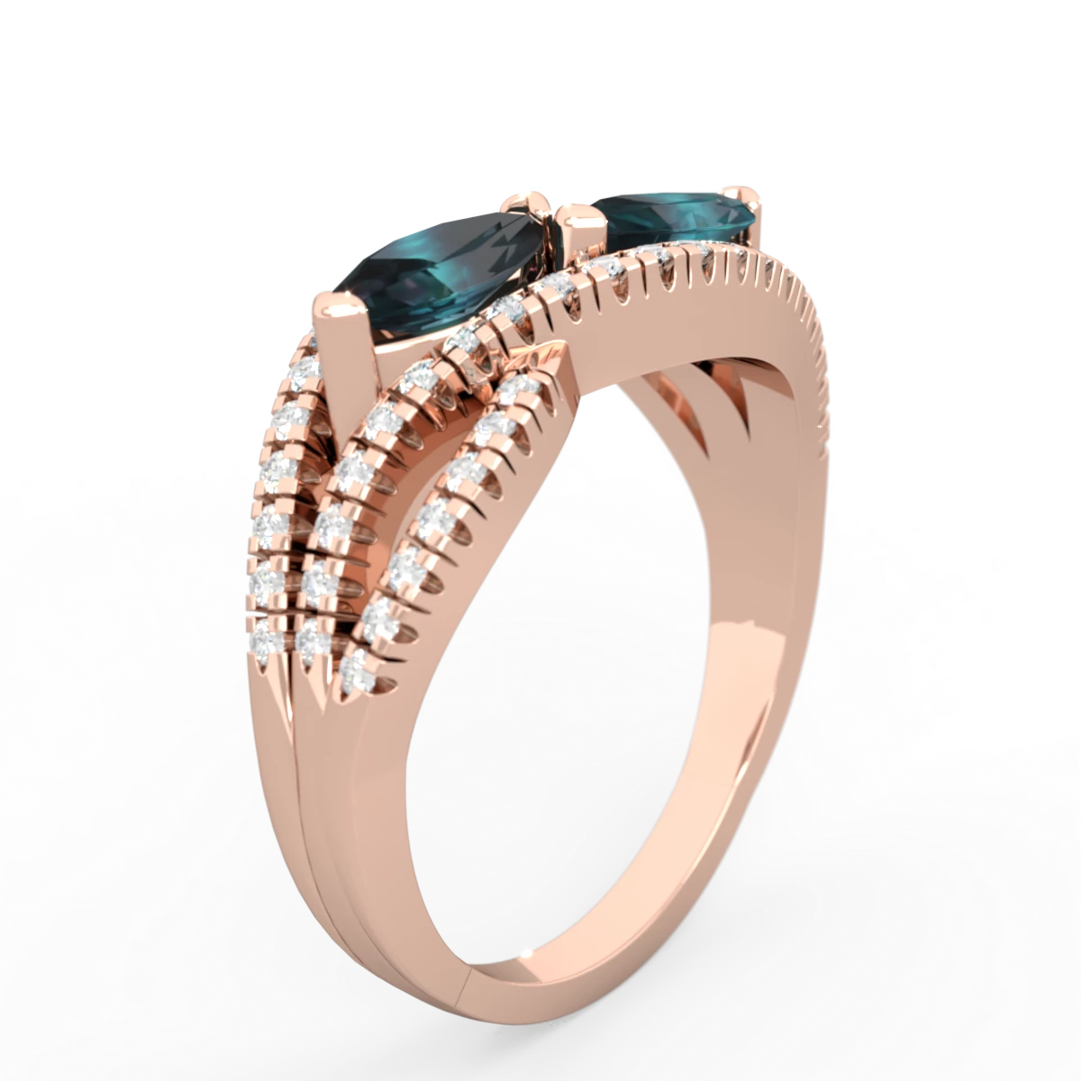 Alexandrite Diamond Rivers 14K Rose Gold ring R3070