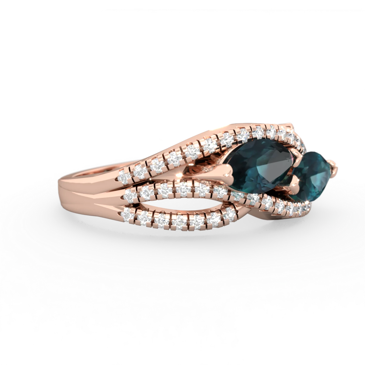 Alexandrite Diamond Rivers 14K Rose Gold ring R3070