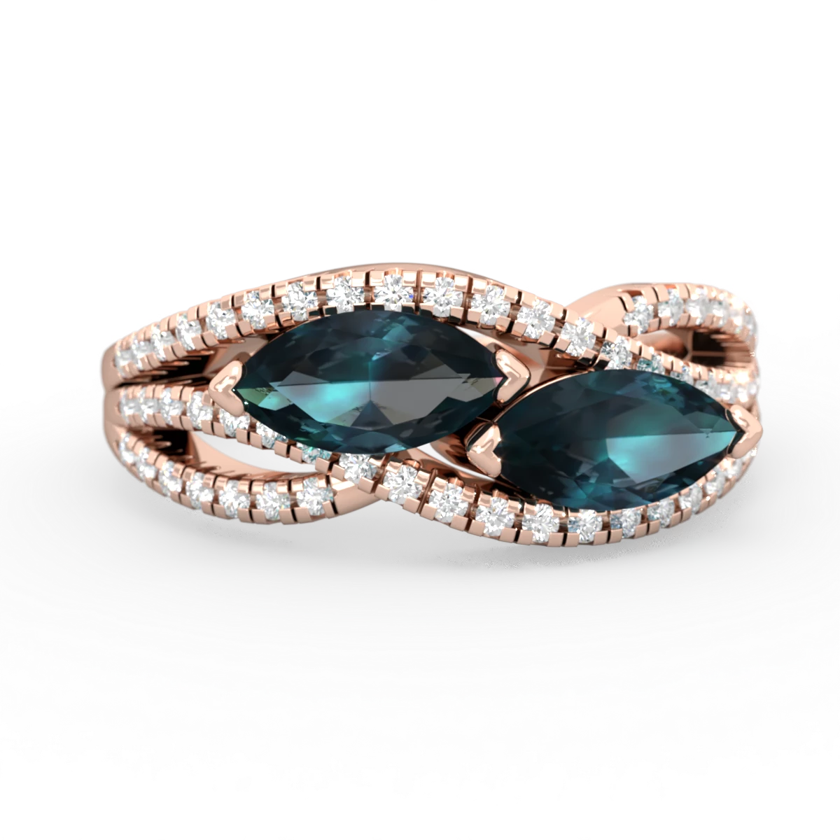 Alexandrite Diamond Rivers 14K Rose Gold ring R3070