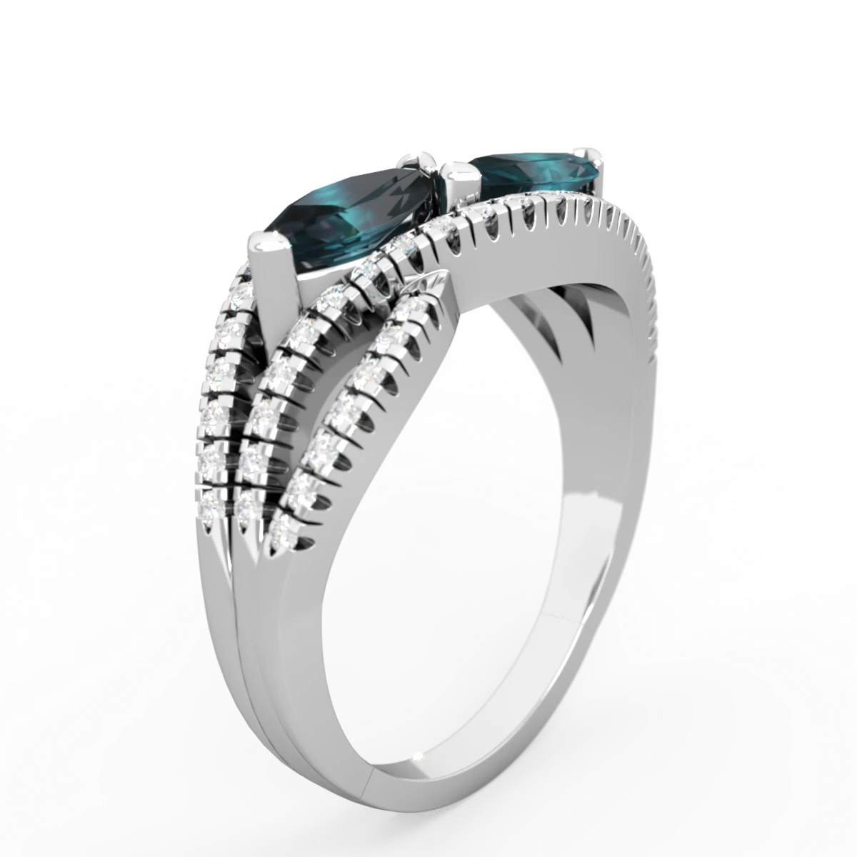 Alexandrite Diamond Rivers 14K White Gold ring R3070