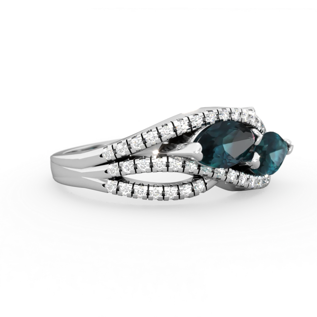 Alexandrite Diamond Rivers 14K White Gold ring R3070