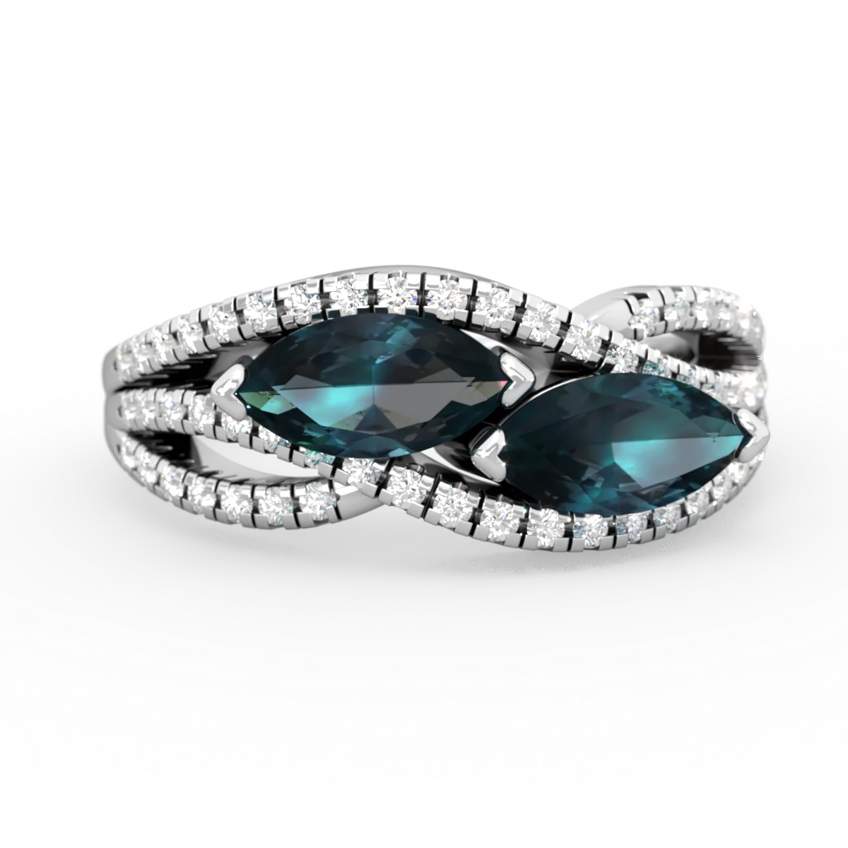 Alexandrite Diamond Rivers 14K White Gold ring R3070