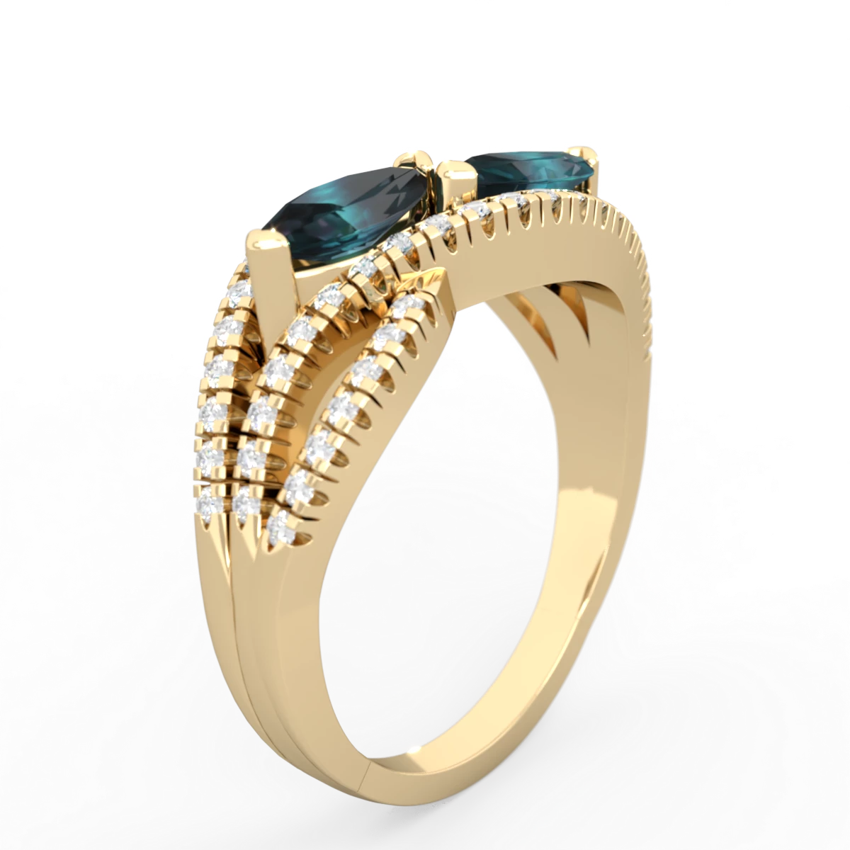 Alexandrite Diamond Rivers 14K Yellow Gold ring R3070