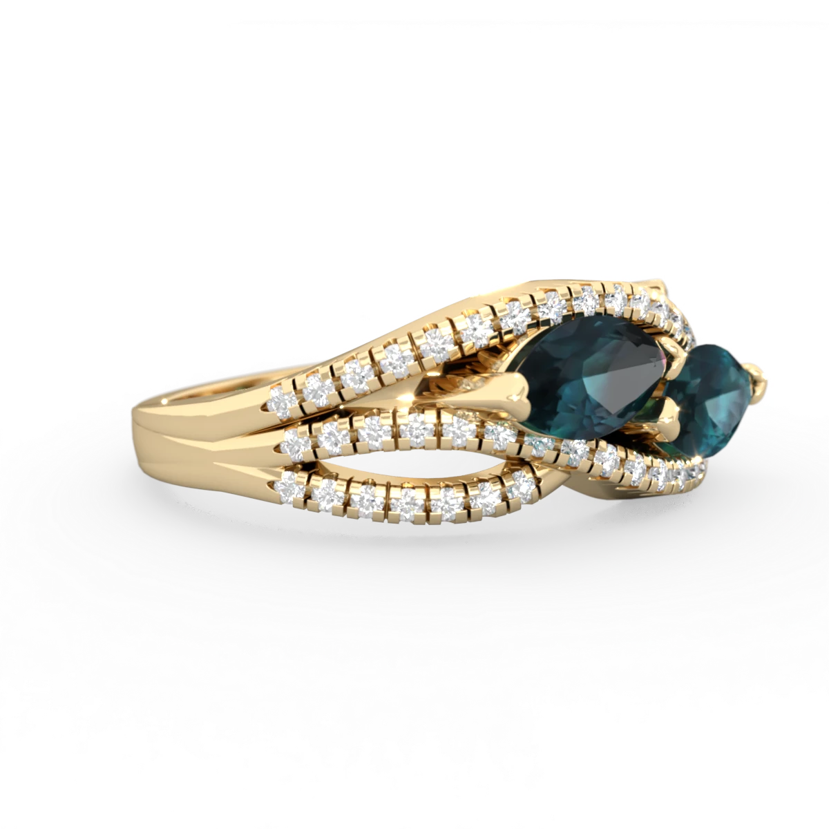 Alexandrite Diamond Rivers 14K Yellow Gold ring R3070