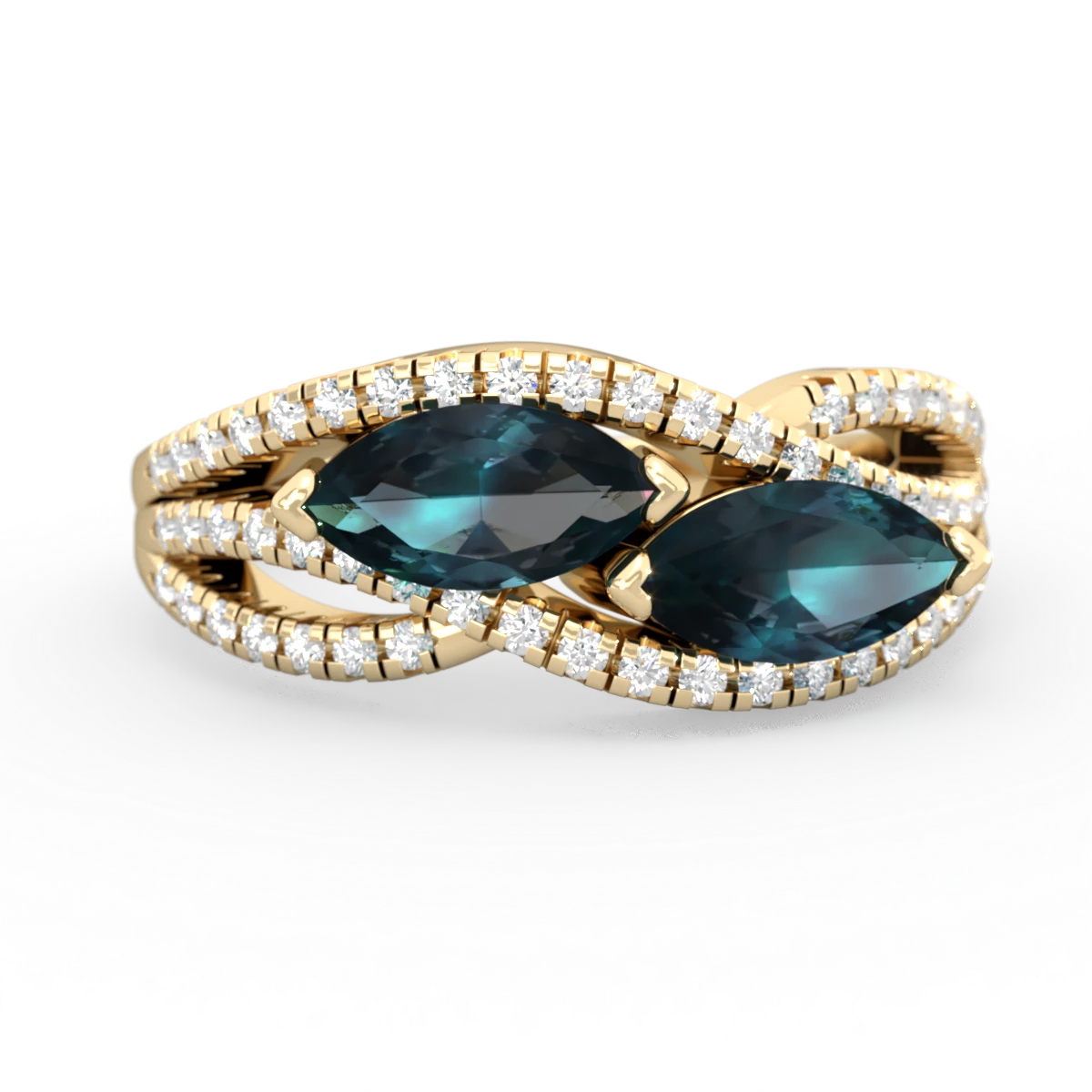 Alexandrite Diamond Rivers 14K Yellow Gold ring R3070