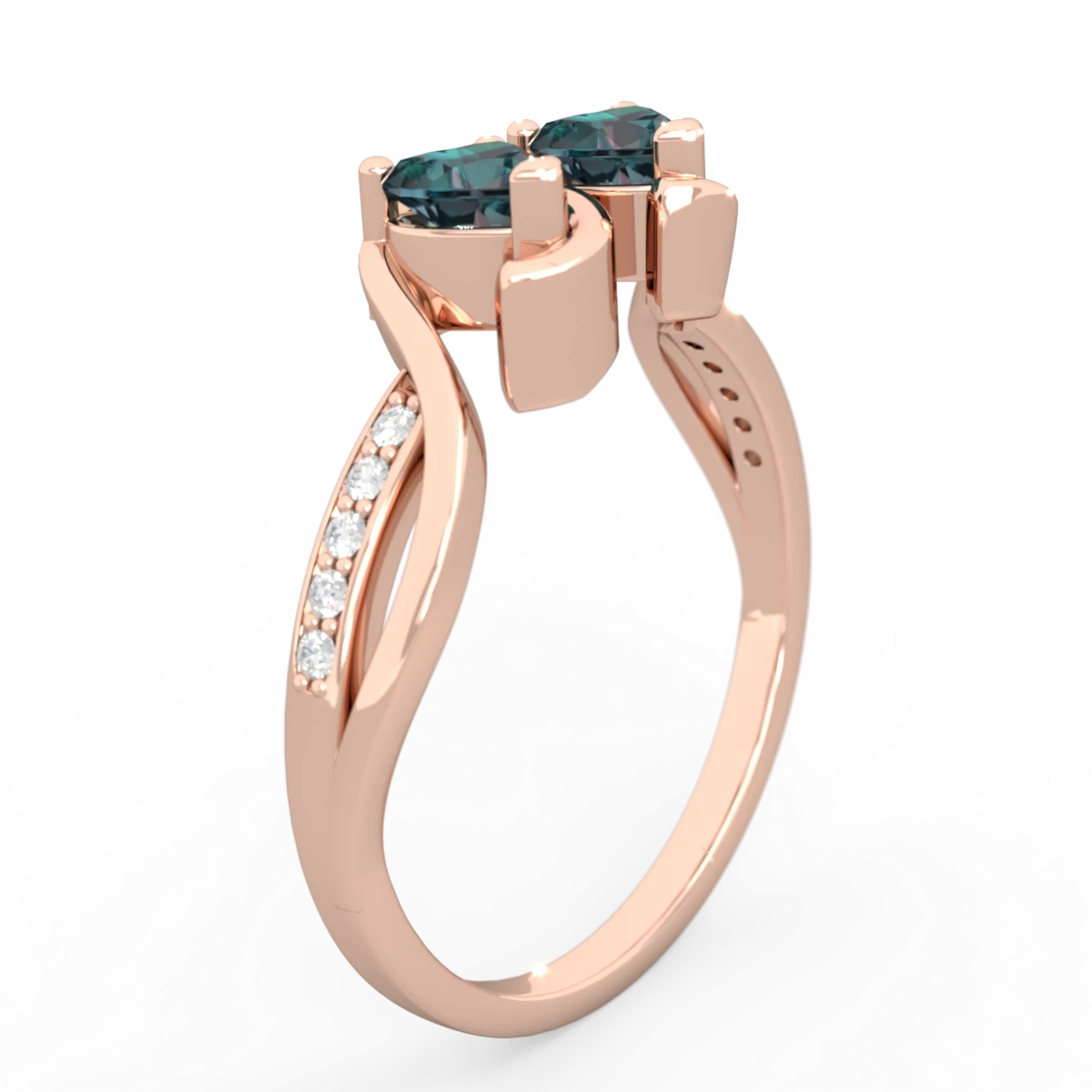 Alexandrite Side By Side 14K Rose Gold ring R3090