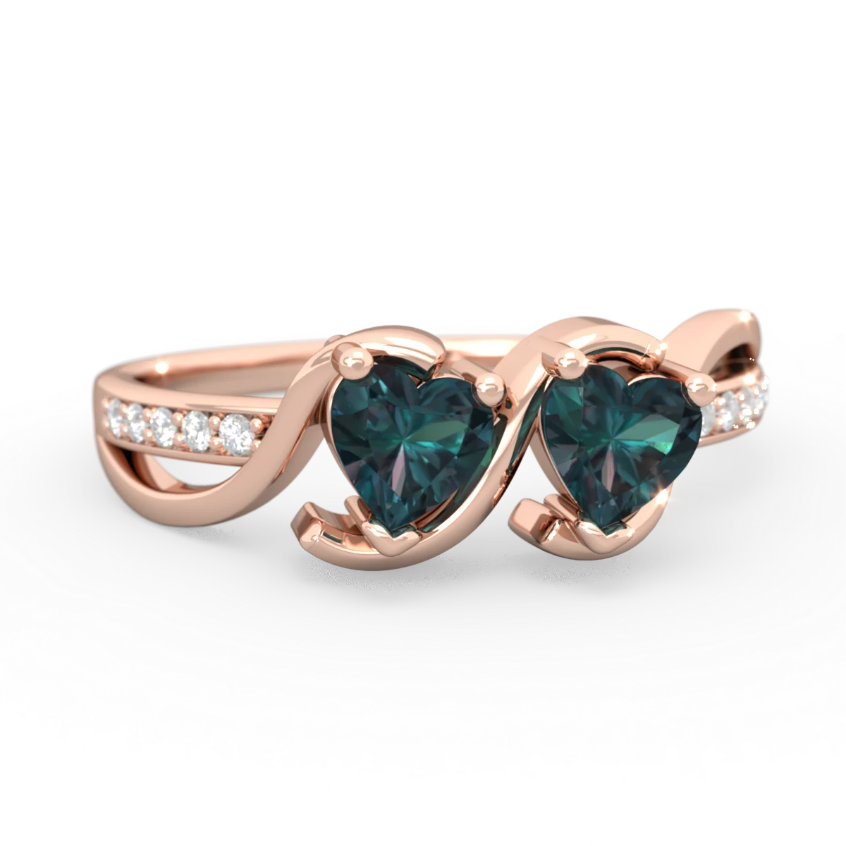 Alexandrite Side By Side 14K Rose Gold ring R3090
