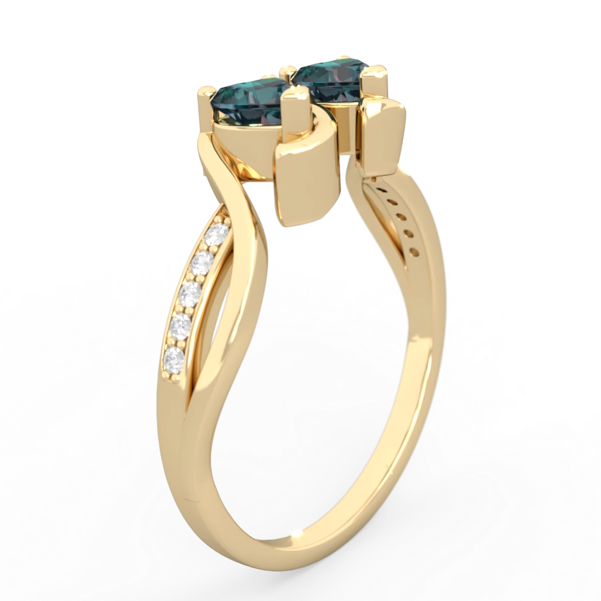 Alexandrite Side By Side 14K Yellow Gold ring R3090