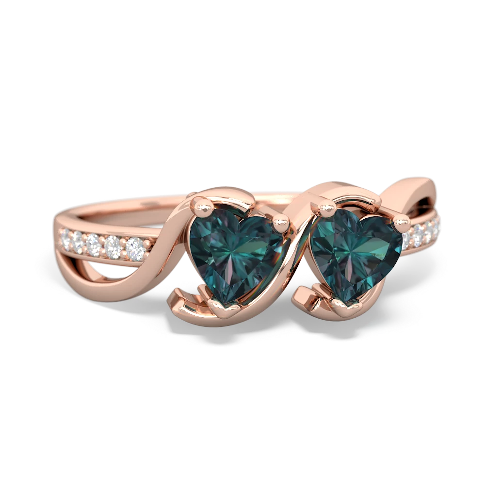 Alexandrite Side By Side 14K Rose Gold ring R3090