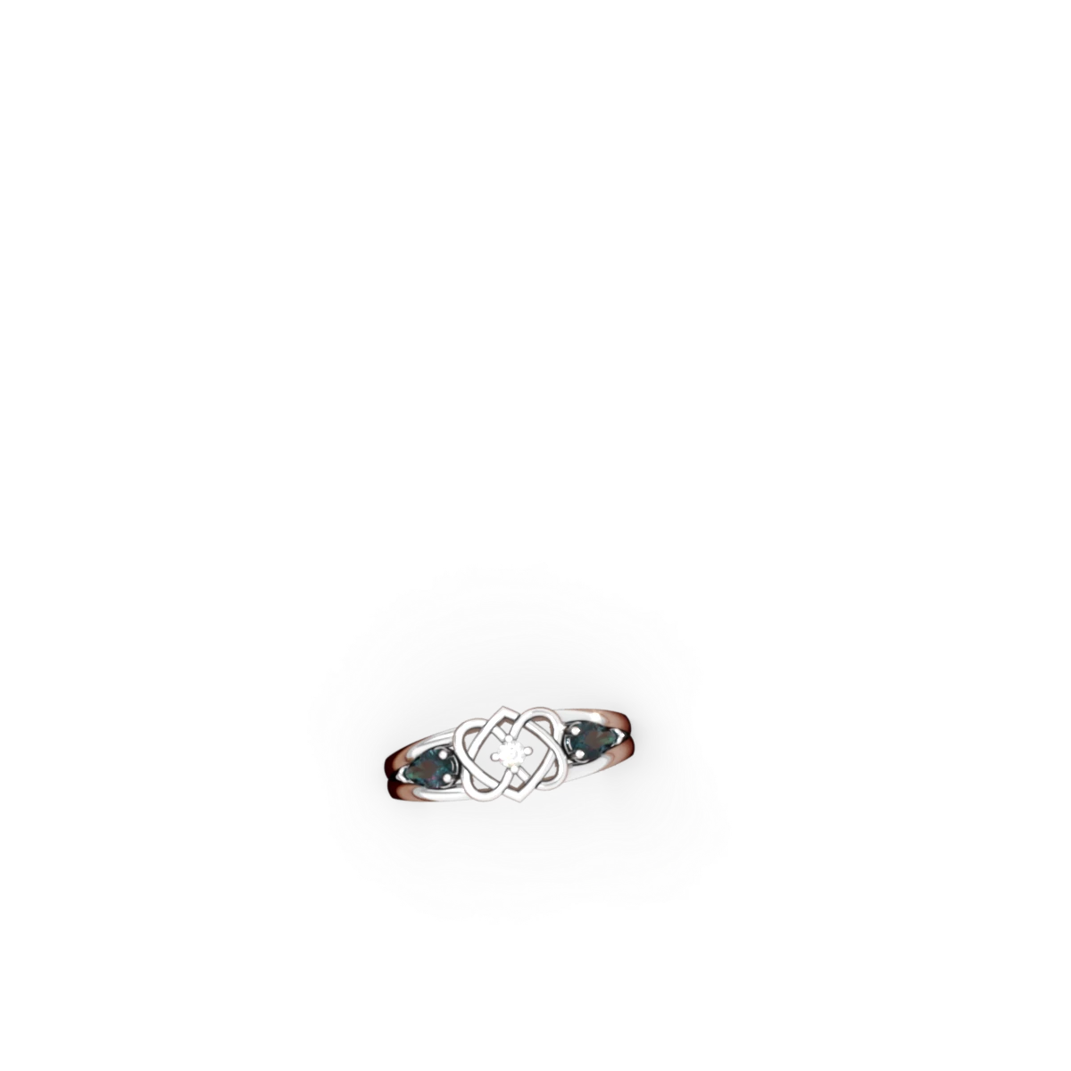 Alexandrite Hearts Intertwined 14K White Gold ring R5880