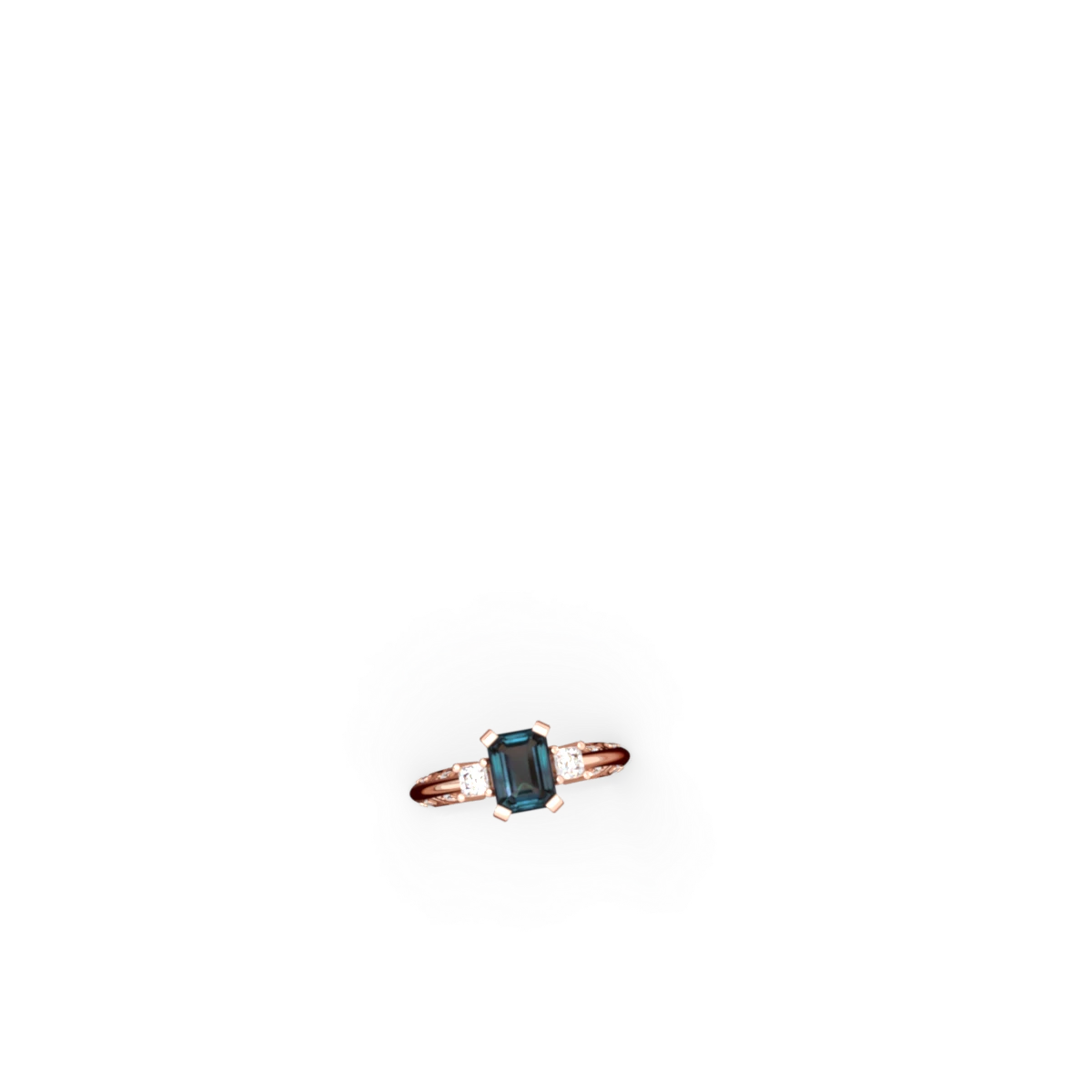 Alexandrite Art Deco Diamond 8X6 Emerald-Cut Engagement 14K Rose Gold ring R20018EM