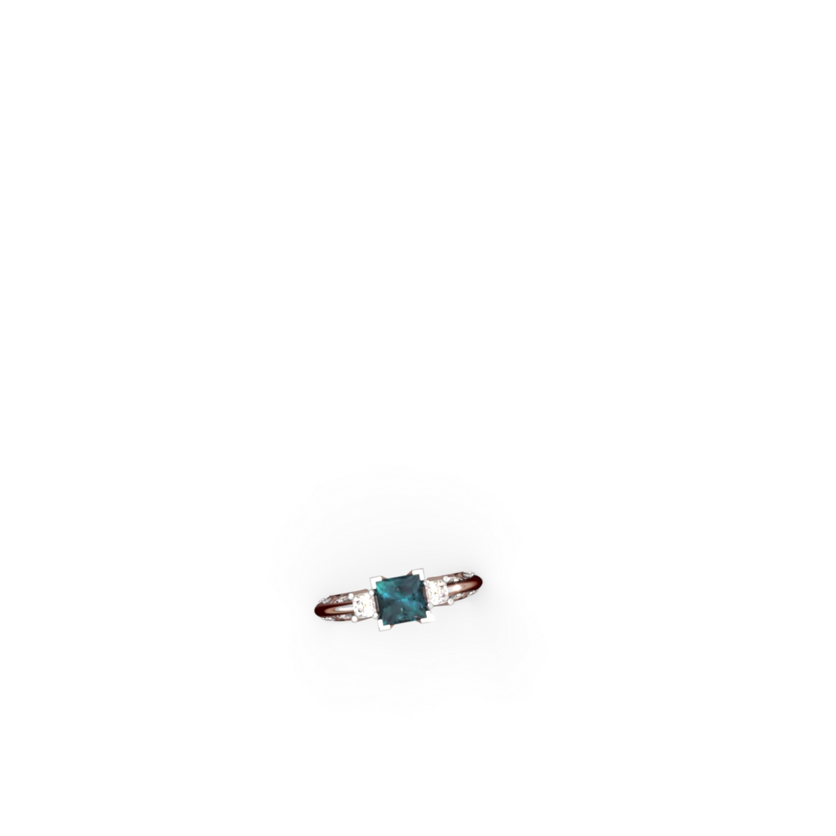 Alexandrite Art Deco Diamond Engagement 6Mm Princess 14K White Gold ring R2001