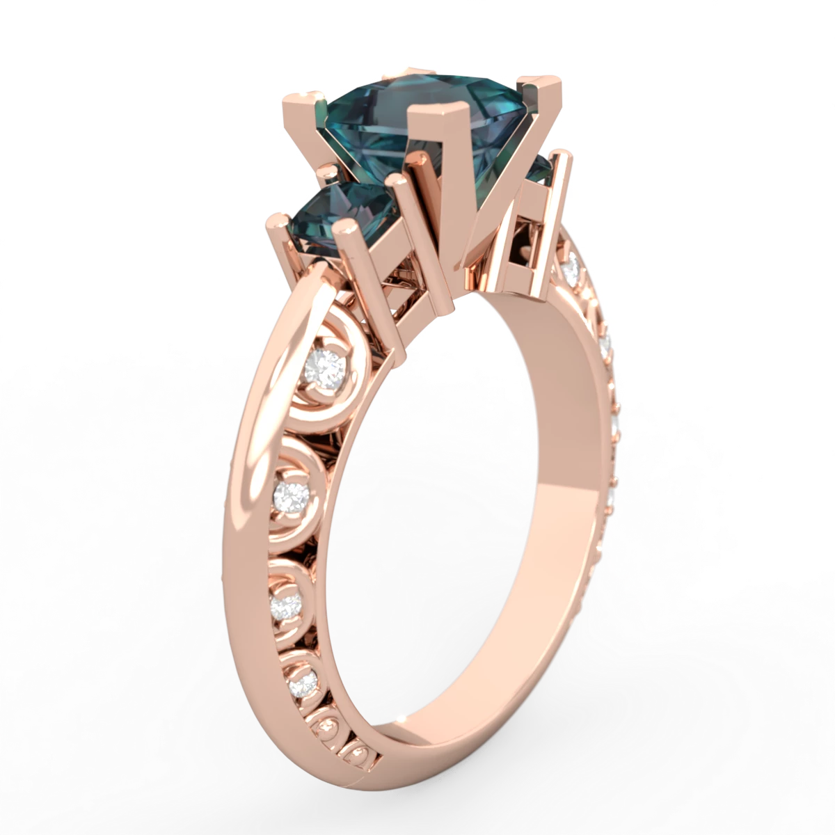 Alexandrite Eternal Embrace Engagement 14K Rose Gold ring C2001