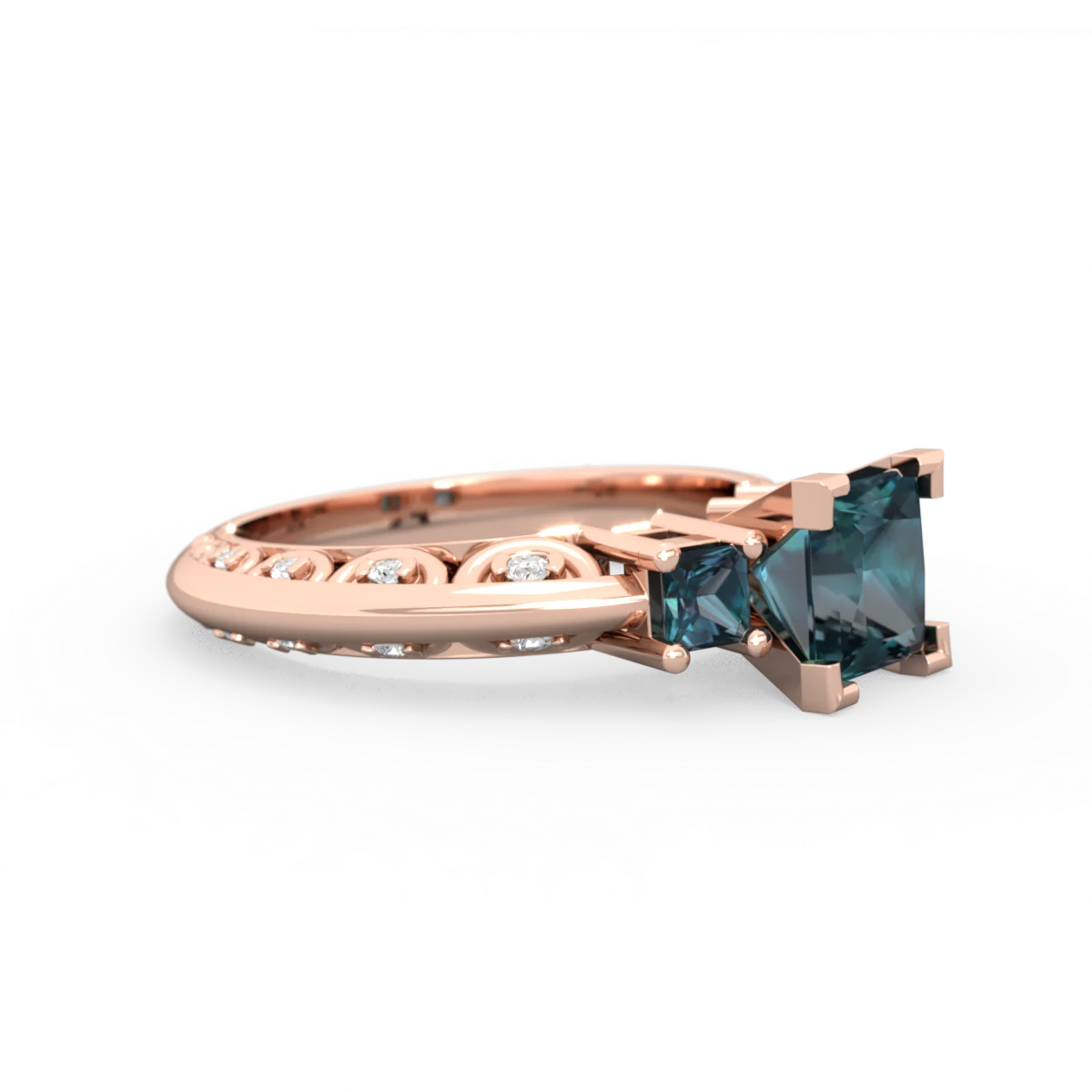 Alexandrite Eternal Embrace Engagement 14K Rose Gold ring C2001