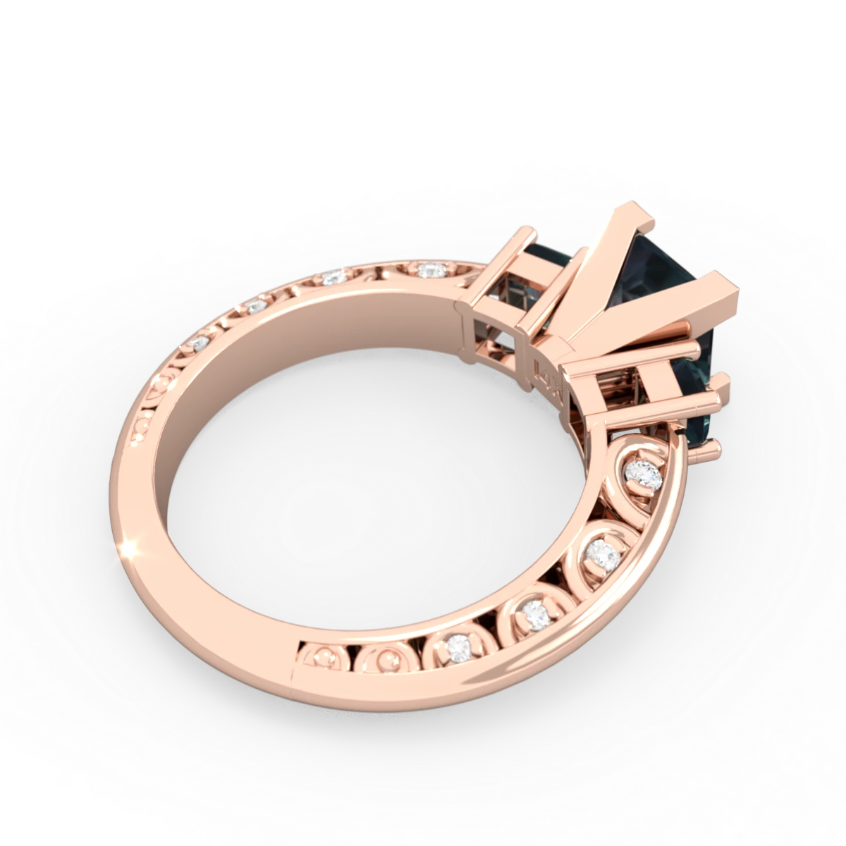 Alexandrite Eternal Embrace Engagement 14K Rose Gold ring C2001
