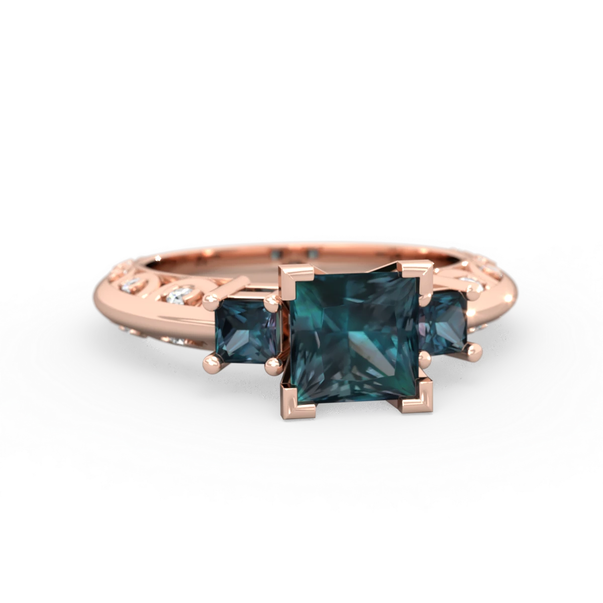 Alexandrite Eternal Embrace Engagement 14K Rose Gold ring C2001