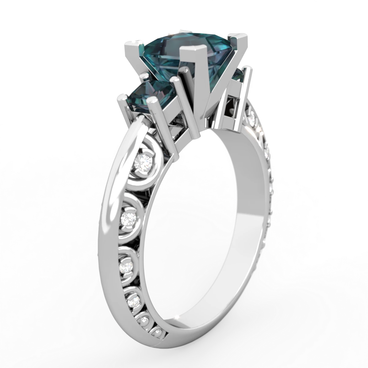 Alexandrite Eternal Embrace Engagement 14K White Gold ring C2001
