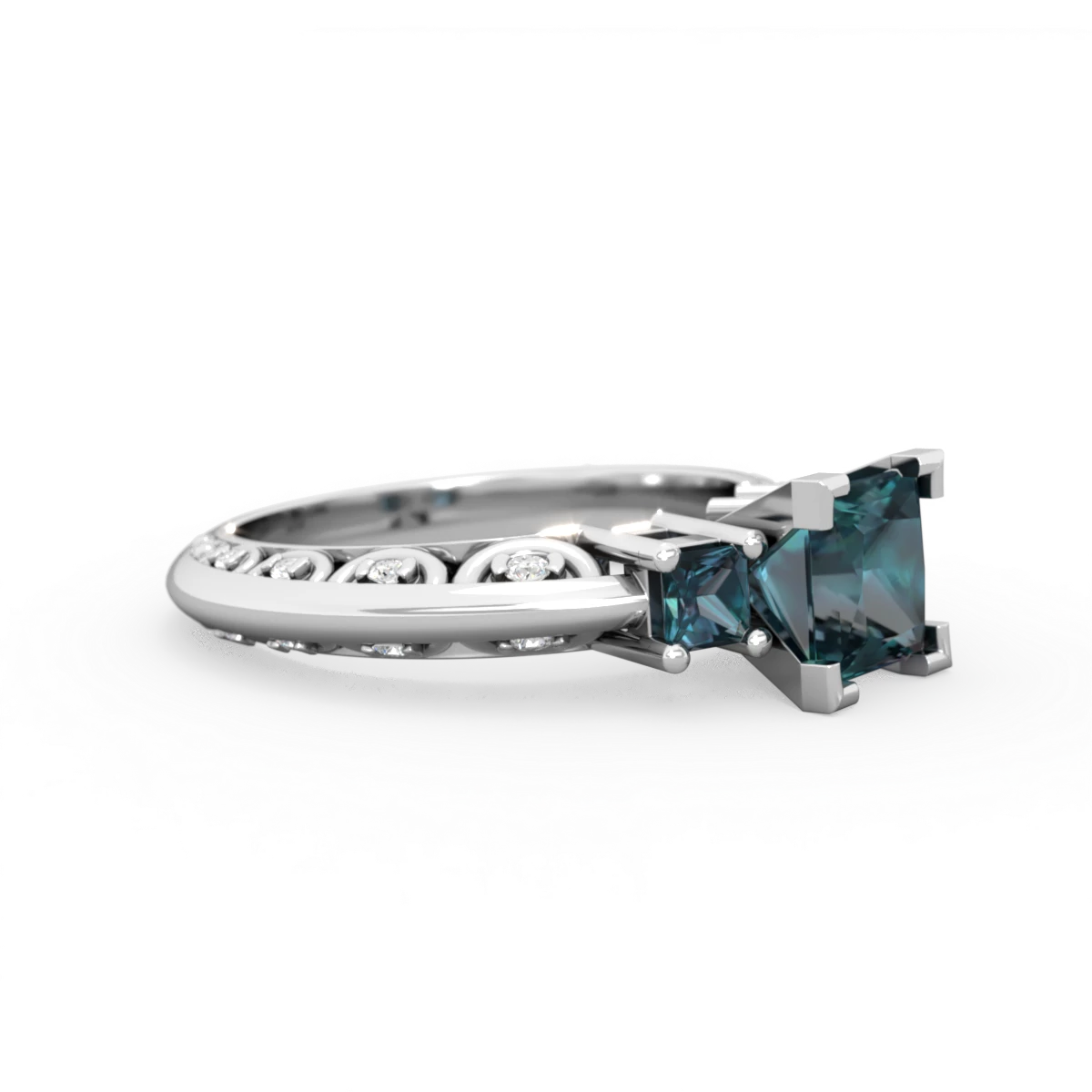 Alexandrite Eternal Embrace Engagement 14K White Gold ring C2001