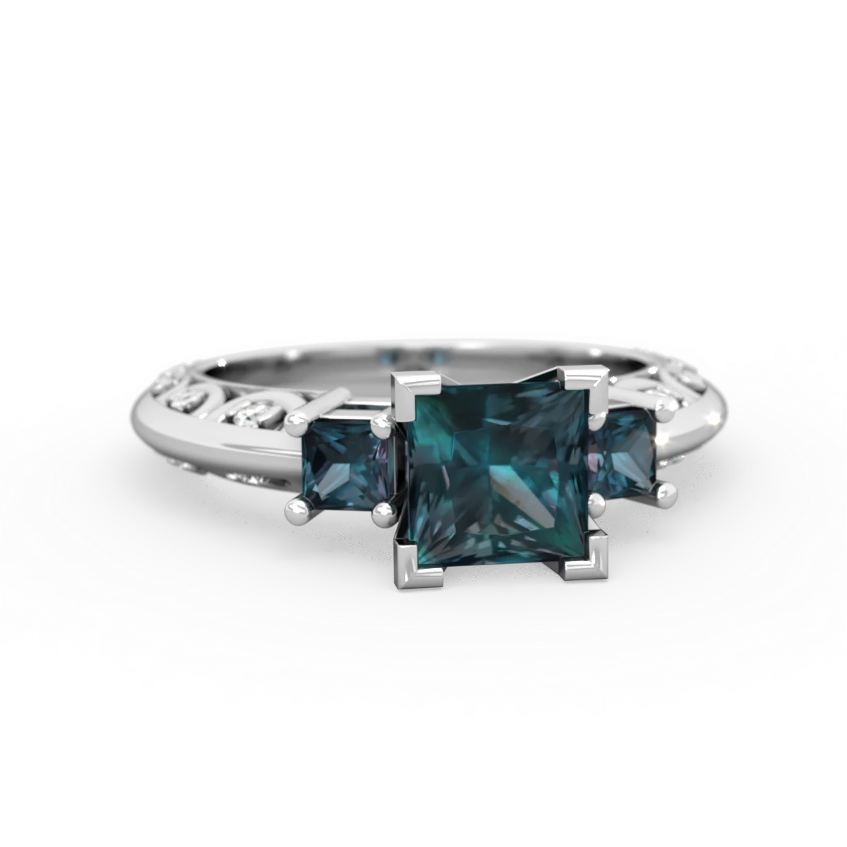 Alexandrite Eternal Embrace Engagement 14K White Gold ring C2001