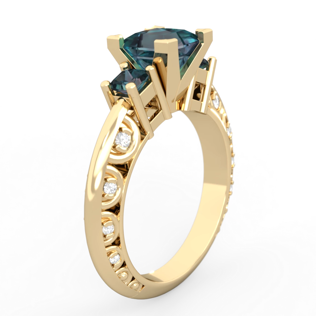 Alexandrite Eternal Embrace Engagement 14K Yellow Gold ring C2001