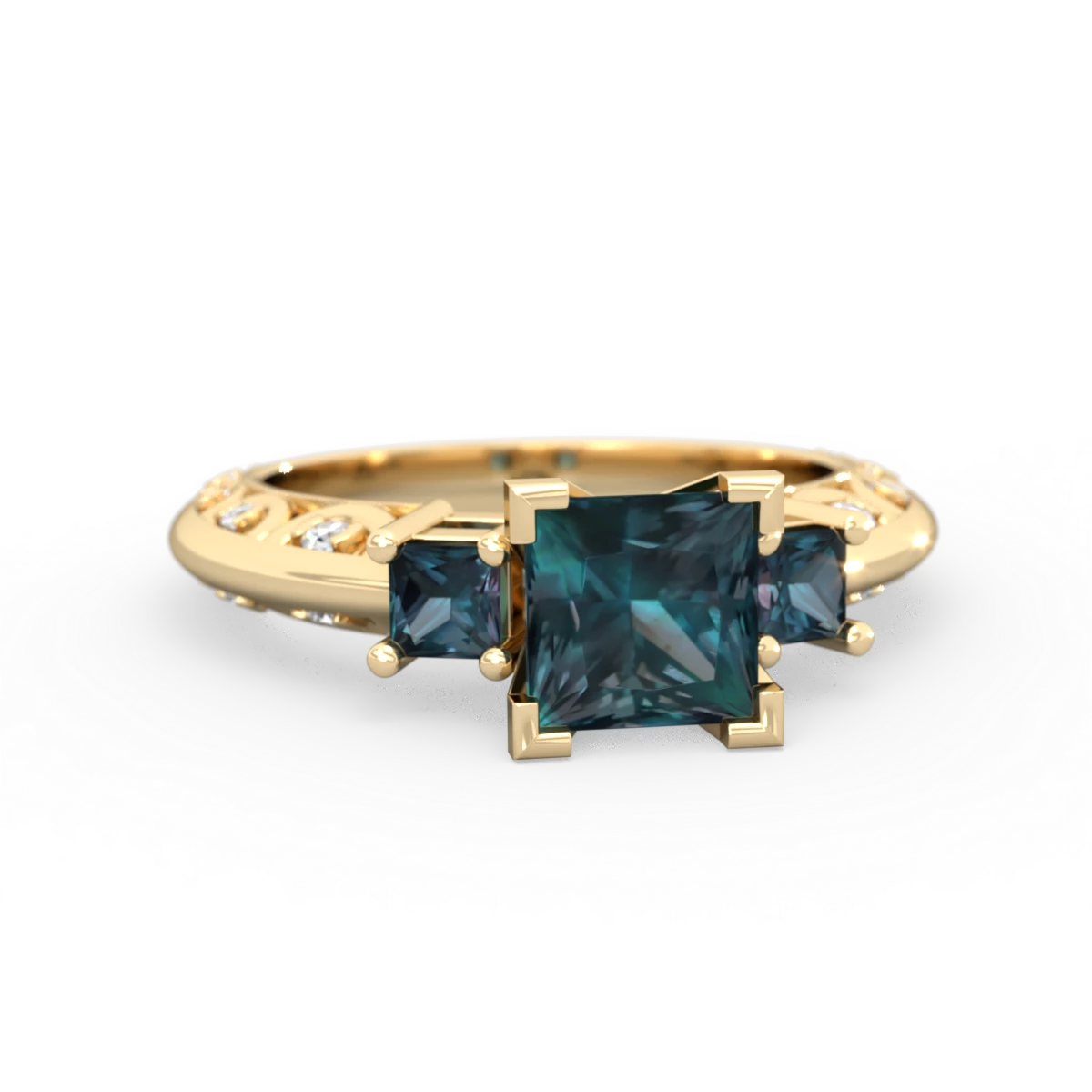 Alexandrite Eternal Embrace Engagement 14K Yellow Gold ring C2001
