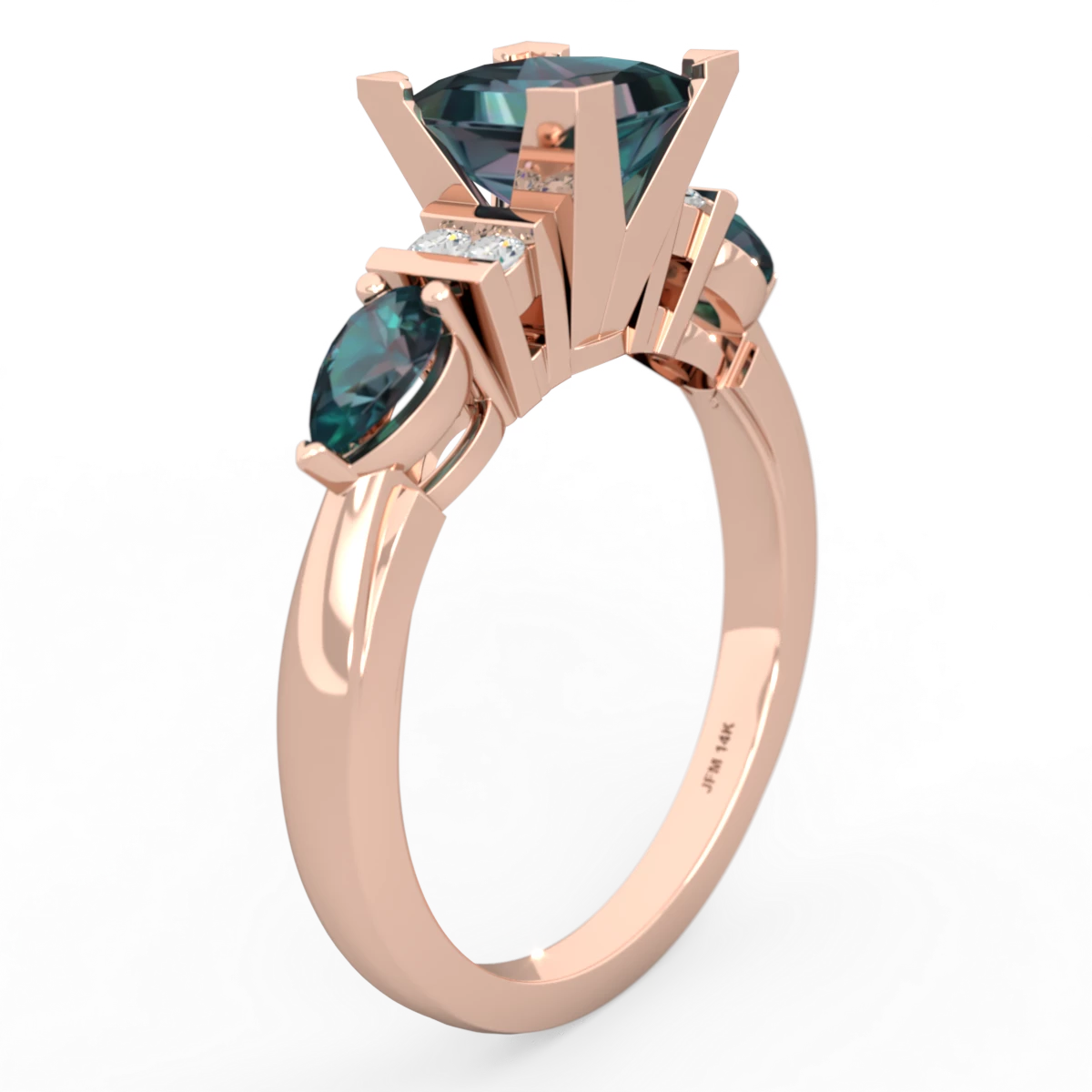 Alexandrite 6Mm Princess Eternal Embrace Engagement 14K Rose Gold ring C2002