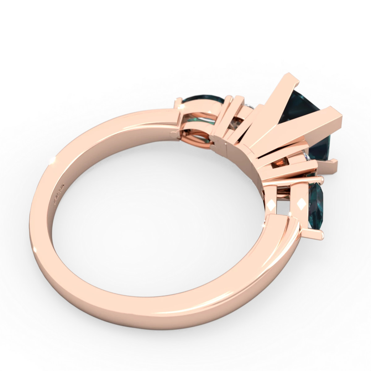 Alexandrite 6Mm Princess Eternal Embrace Engagement 14K Rose Gold ring C2002