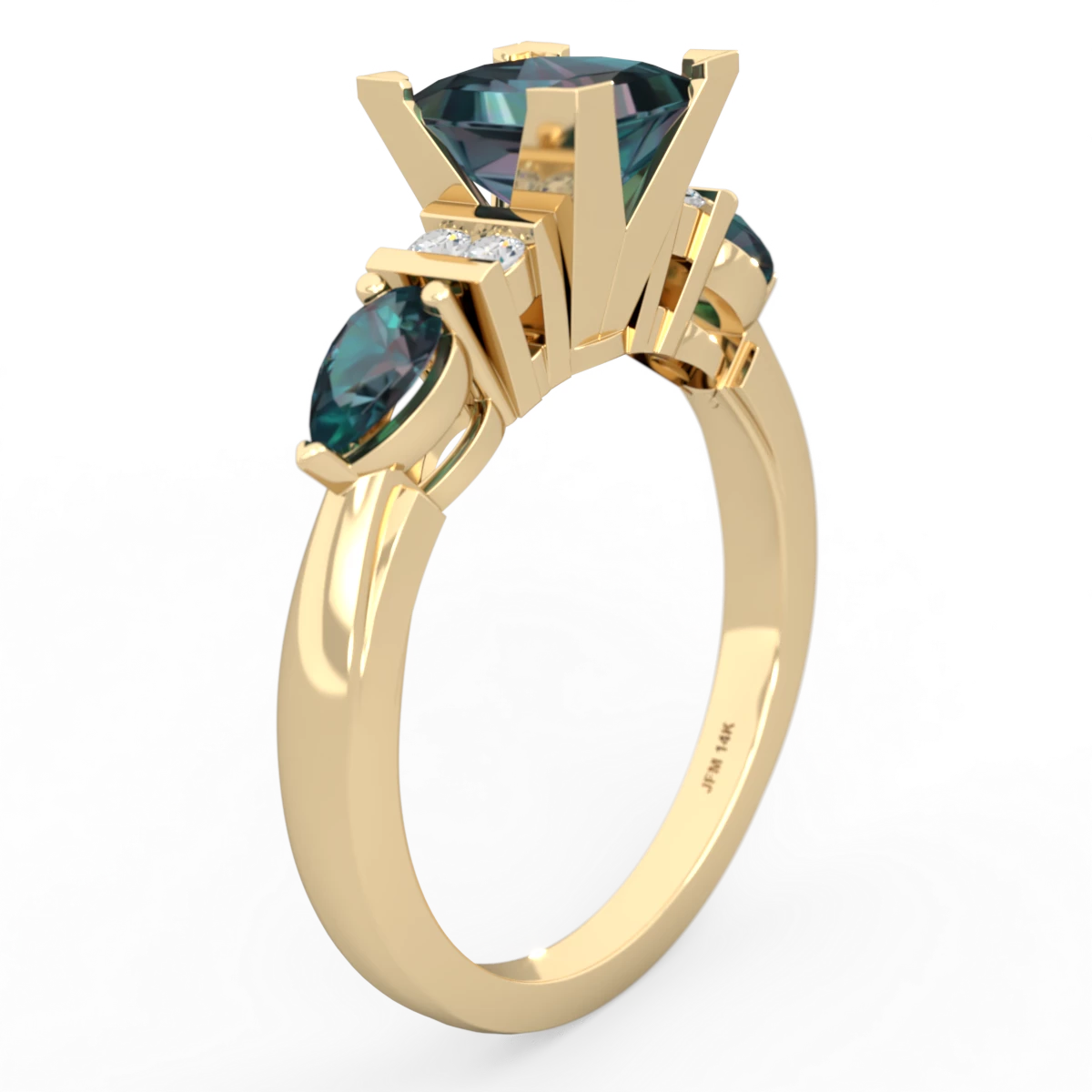 Alexandrite 6Mm Princess Eternal Embrace Engagement 14K Yellow Gold ring C2002
