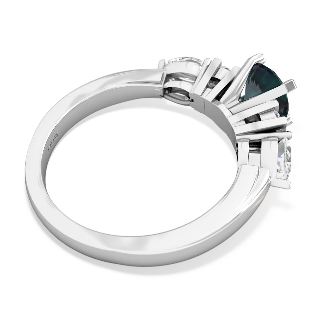 Lab Alexandrite Engagement 14K White Gold ring R2002 - front view
