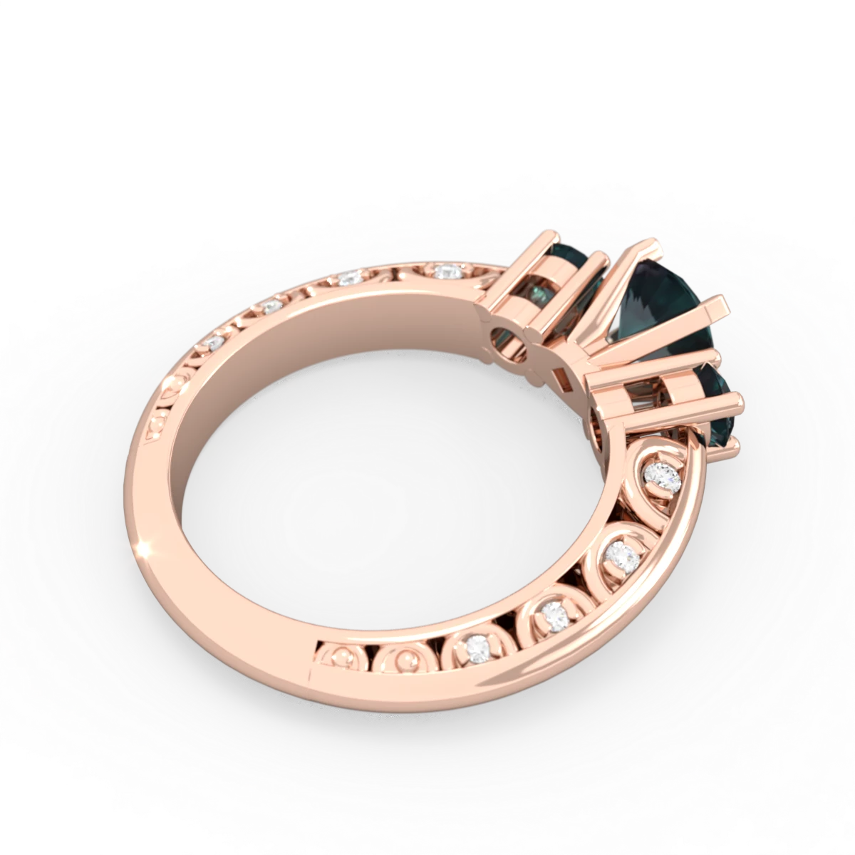 Alexandrite Art Deco Eternal Embrace Engagement 14K Rose Gold ring C2003