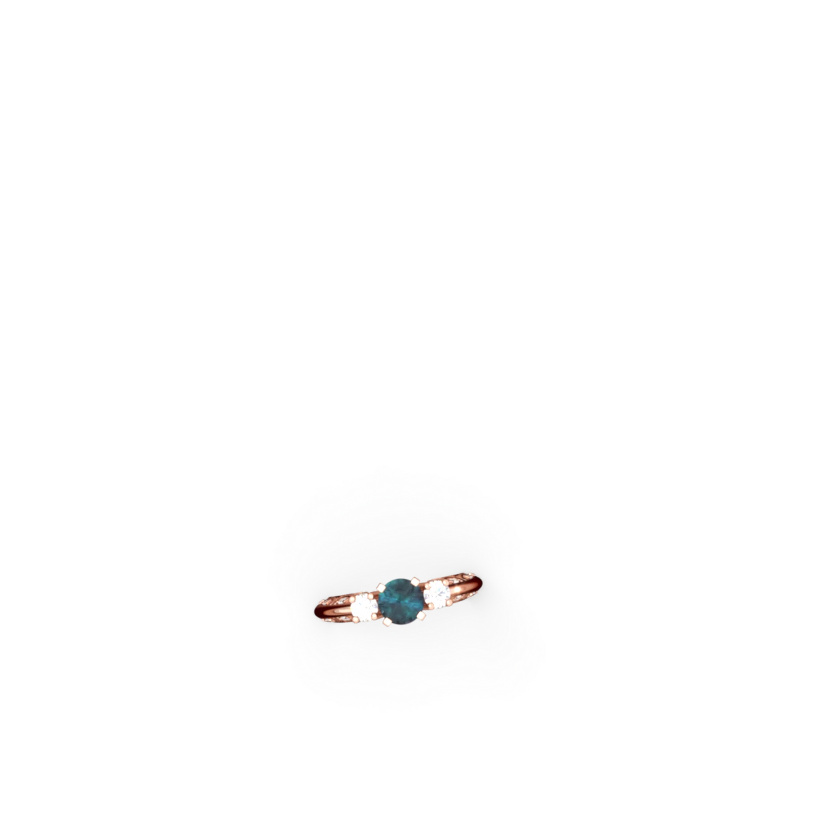 Alexandrite Art Deco Diamond 6Mm Round Engagment 14K Rose Gold ring R2003