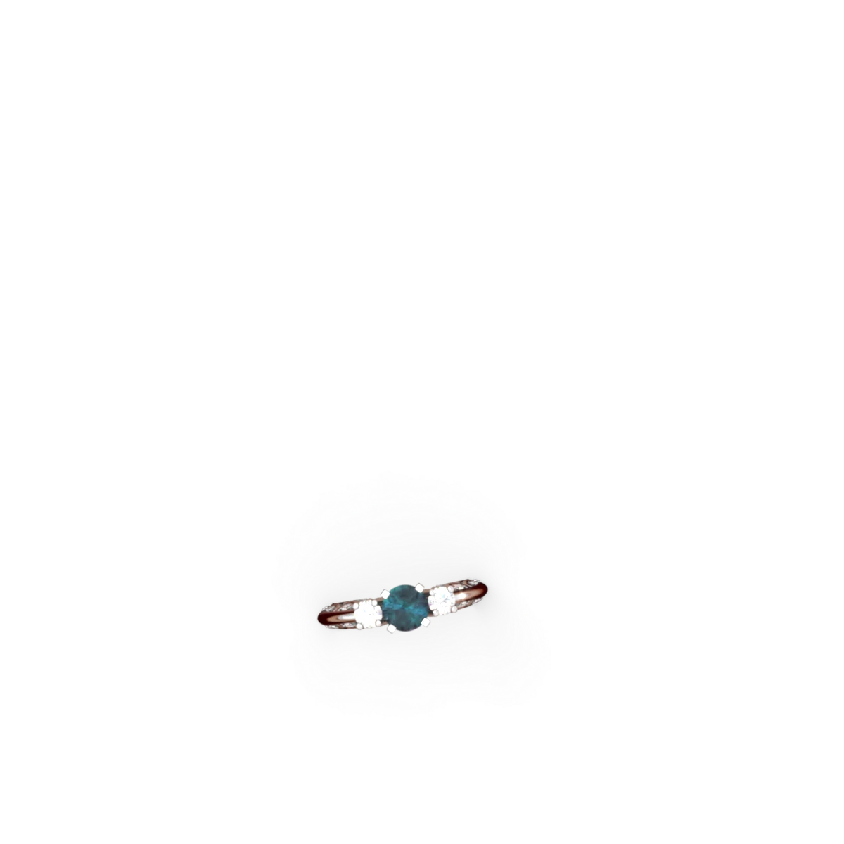 Alexandrite Art Deco Diamond 6Mm Round Engagment 14K White Gold ring R2003