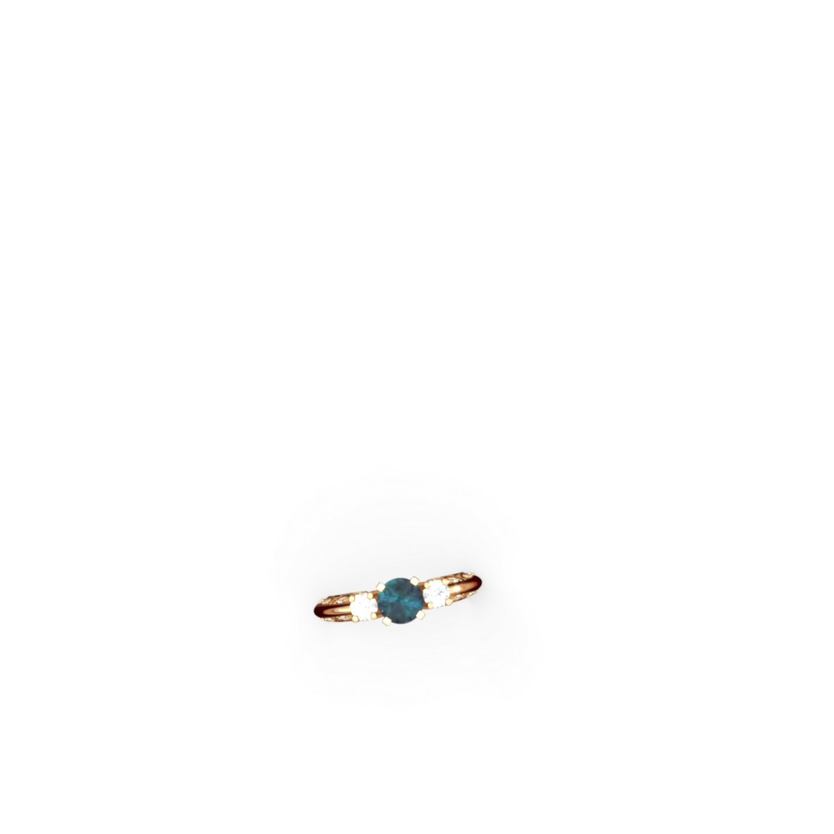 Alexandrite Art Deco Diamond 6Mm Round Engagment 14K Yellow Gold ring R2003