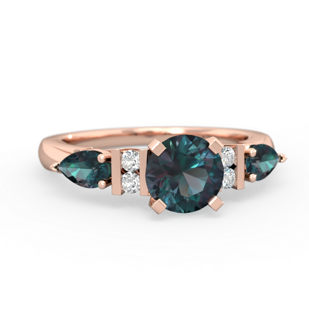 Alexandrite 6Mm Round Eternal Embrace Engagement 14K Rose Gold ring R2005
