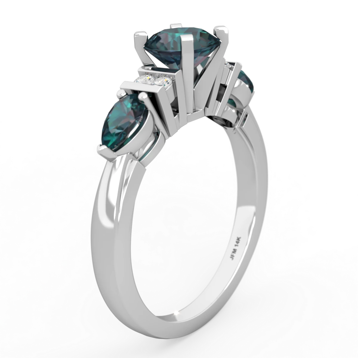 Alexandrite 6Mm Round Eternal Embrace Engagement 14K White Gold ring R2005