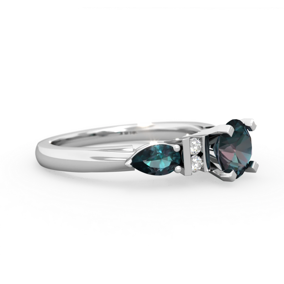 Alexandrite 6Mm Round Eternal Embrace Engagement 14K White Gold ring R2005