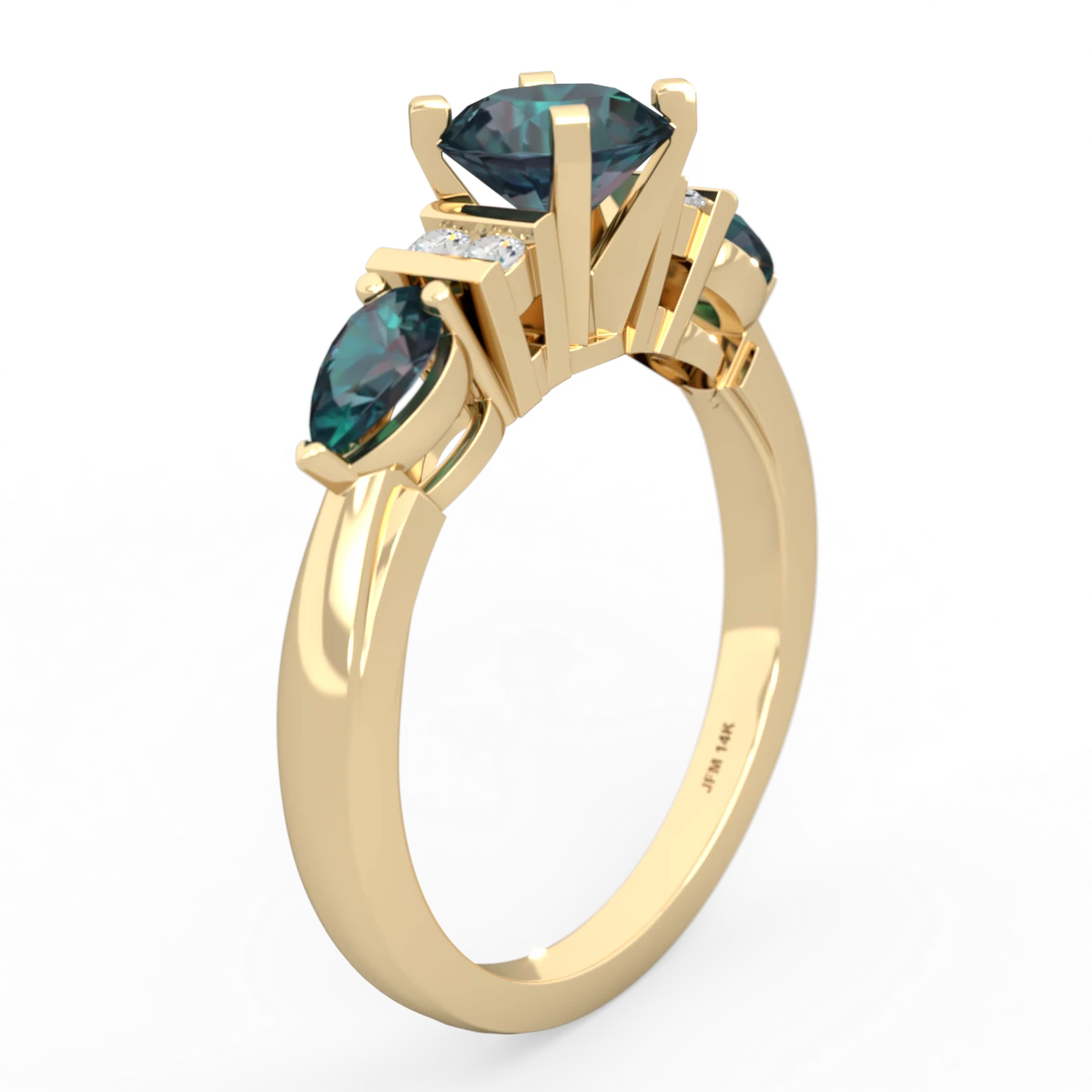 Alexandrite 6Mm Round Eternal Embrace Engagement 14K Yellow Gold ring R2005