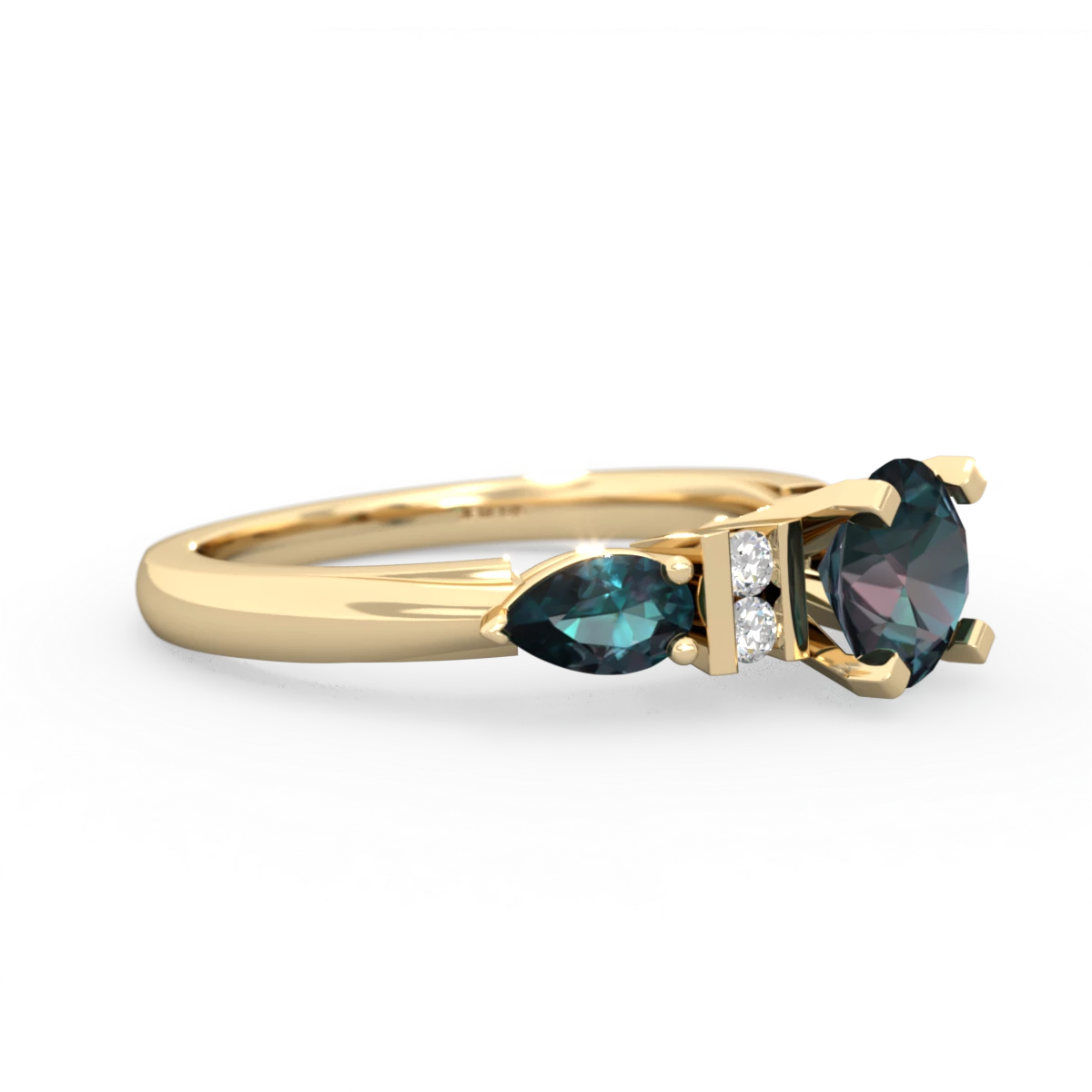 Alexandrite 6Mm Round Eternal Embrace Engagement 14K Yellow Gold ring R2005