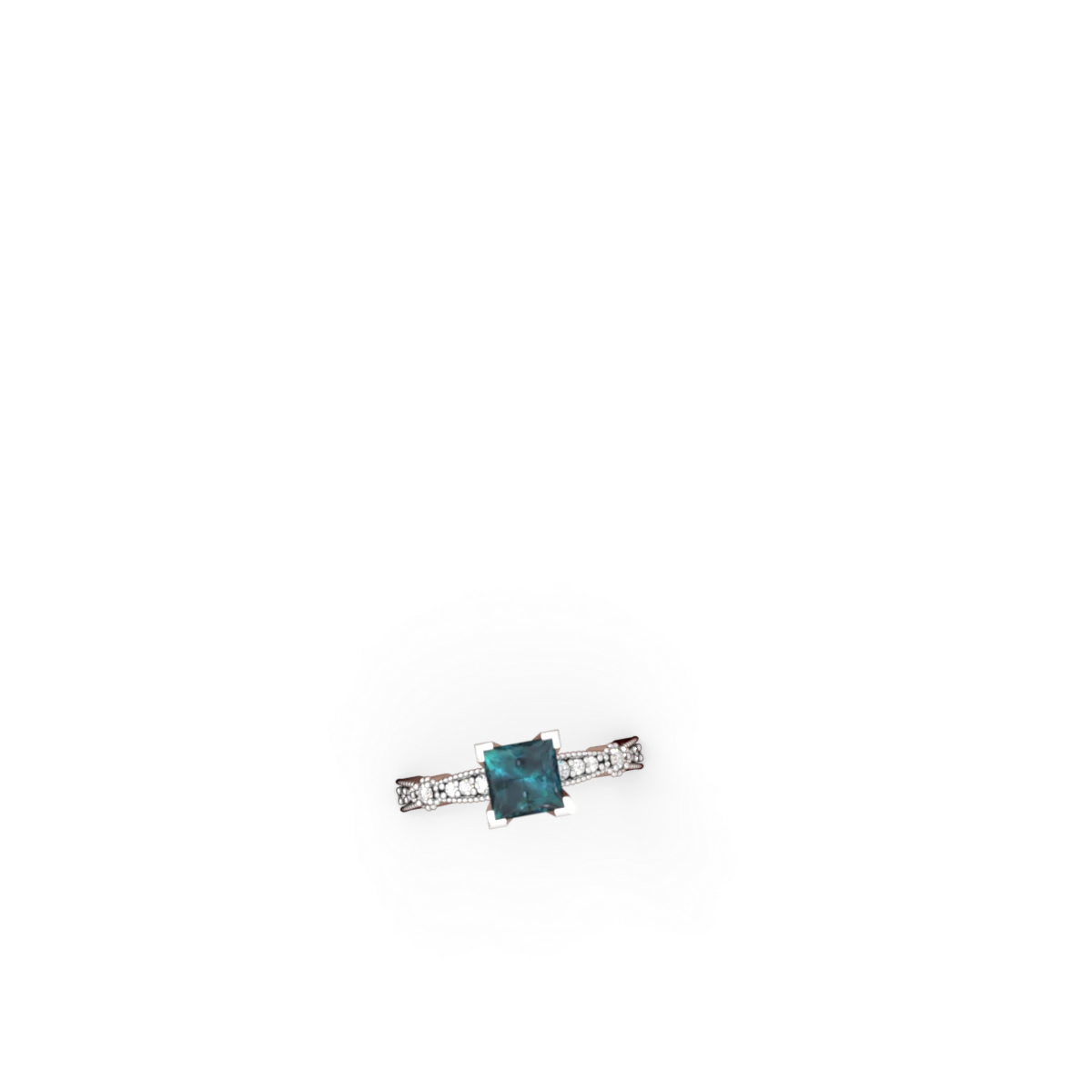 Alexandrite Sparkling Tiara 6Mm Princess 14K White Gold ring R26296SQ