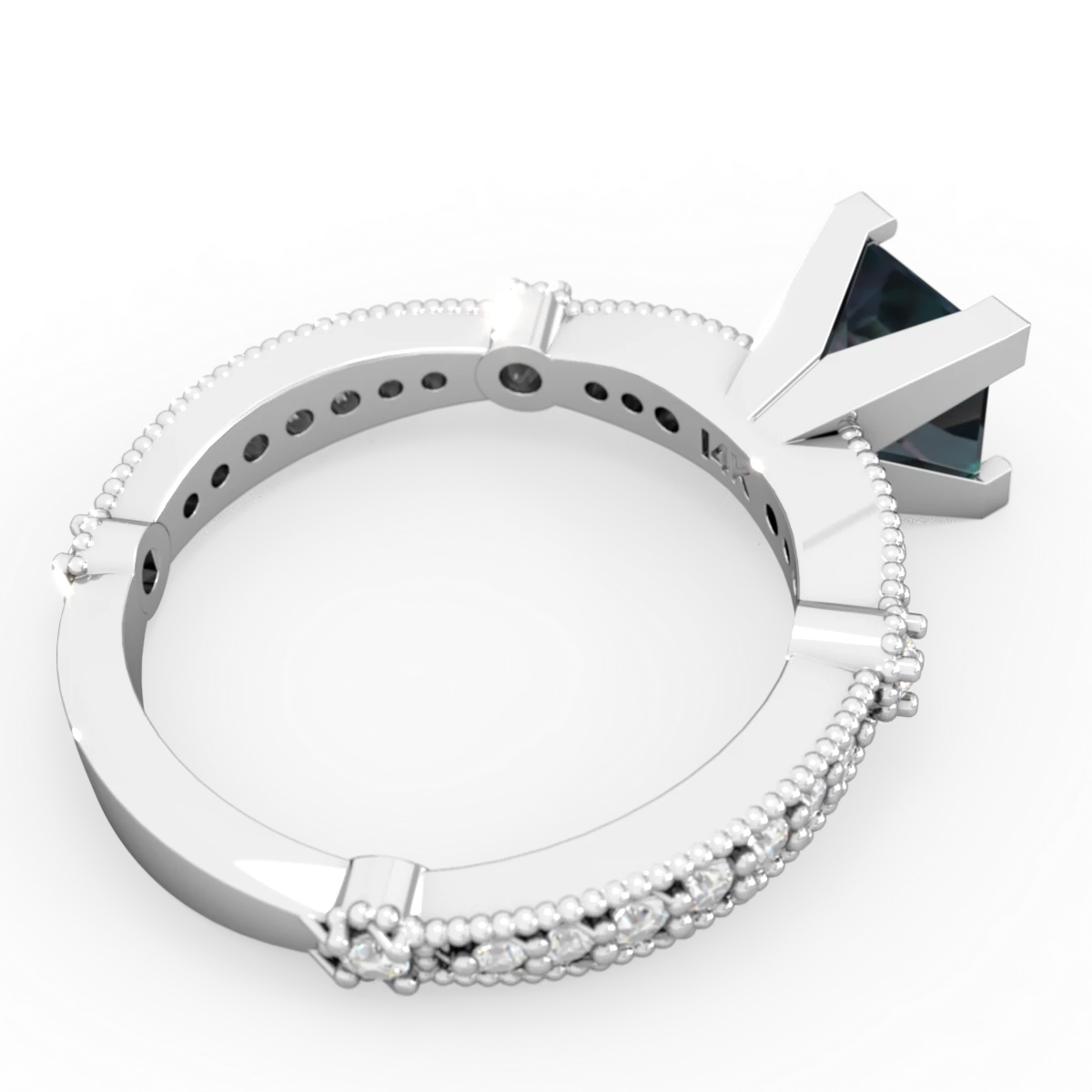 Alexandrite Sparkling Tiara 6Mm Princess 14K White Gold ring R26296SQ