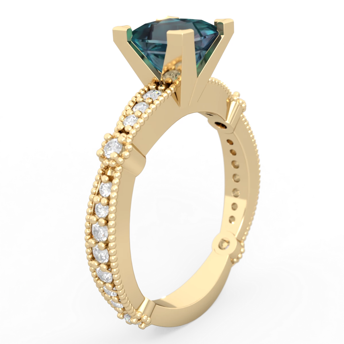 Alexandrite Sparkling Tiara 6Mm Princess 14K Yellow Gold ring R26296SQ