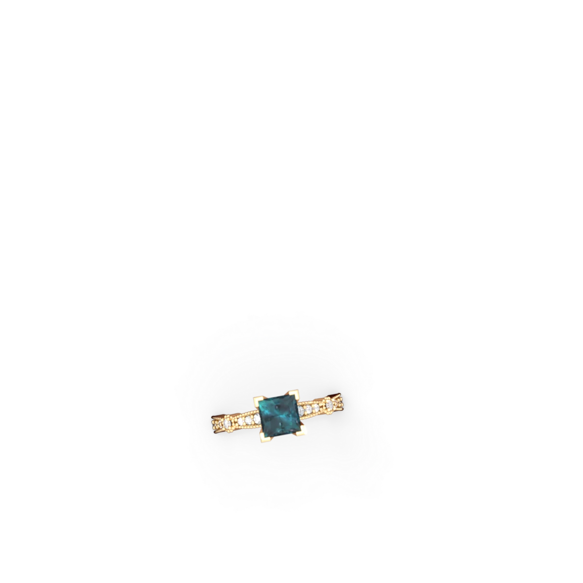 Alexandrite Sparkling Tiara 6Mm Princess 14K Yellow Gold ring R26296SQ