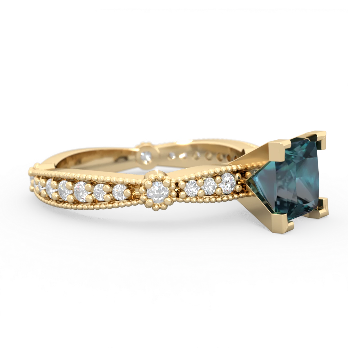 Alexandrite Sparkling Tiara 6Mm Princess 14K Yellow Gold ring R26296SQ