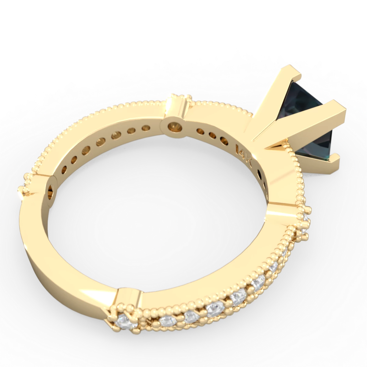 Alexandrite Sparkling Tiara 6Mm Princess 14K Yellow Gold ring R26296SQ