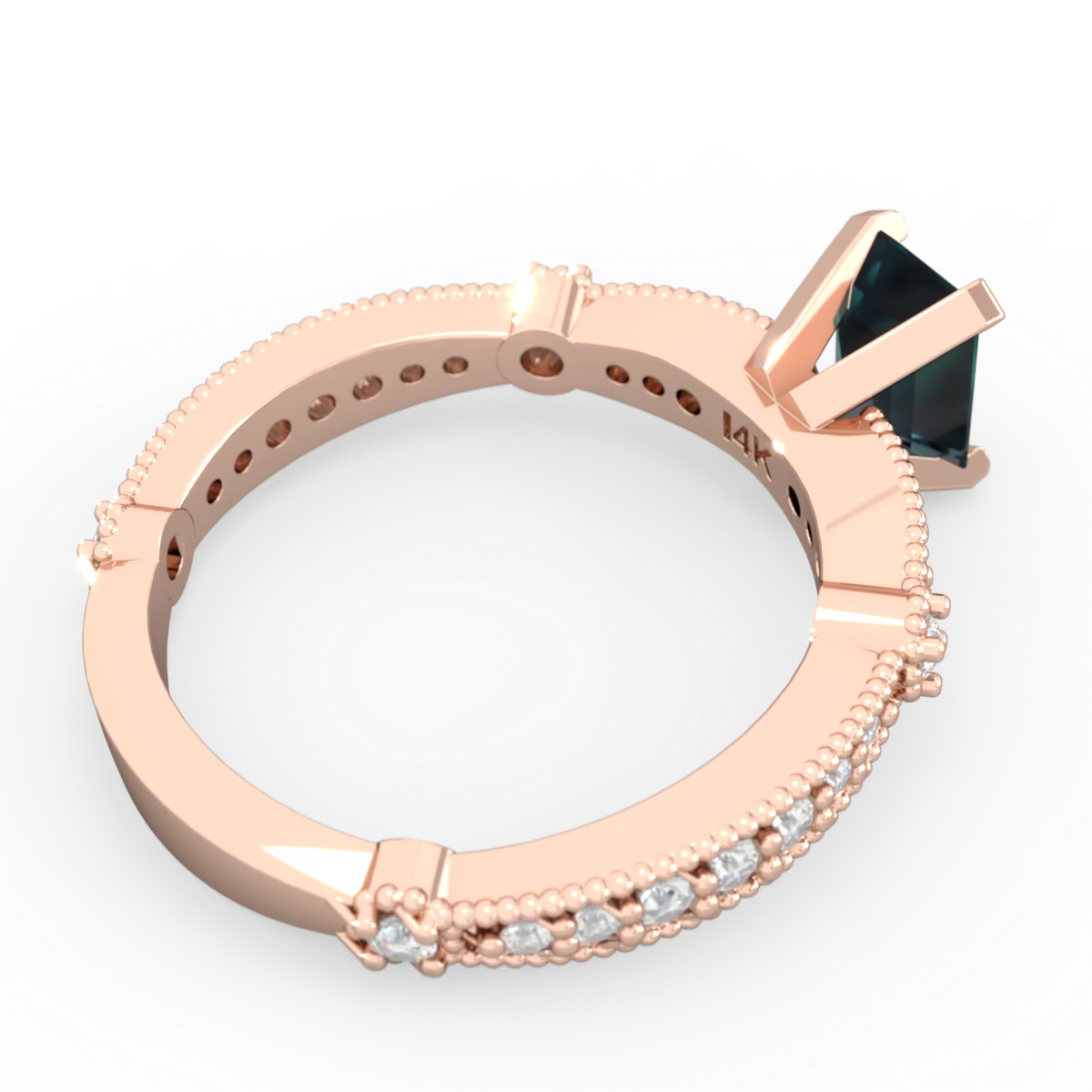 Alexandrite Sparkling Tiara 7X5mm Emerald-Cut 14K Rose Gold ring R26297EM
