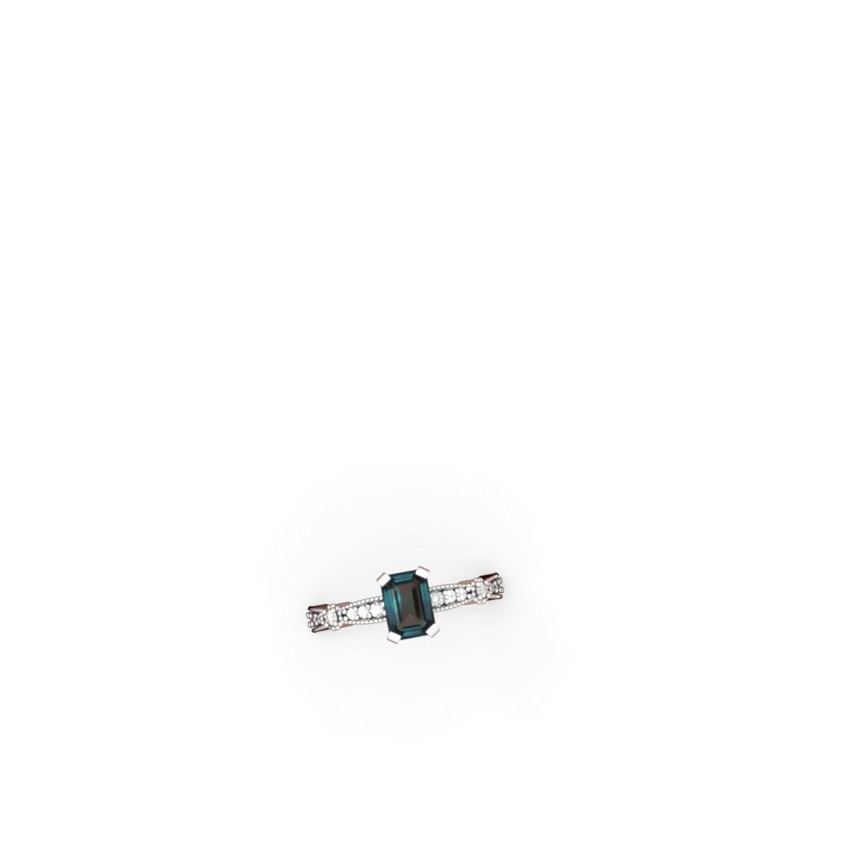 Alexandrite Sparkling Tiara 7X5mm Emerald-Cut 14K White Gold ring R26297EM